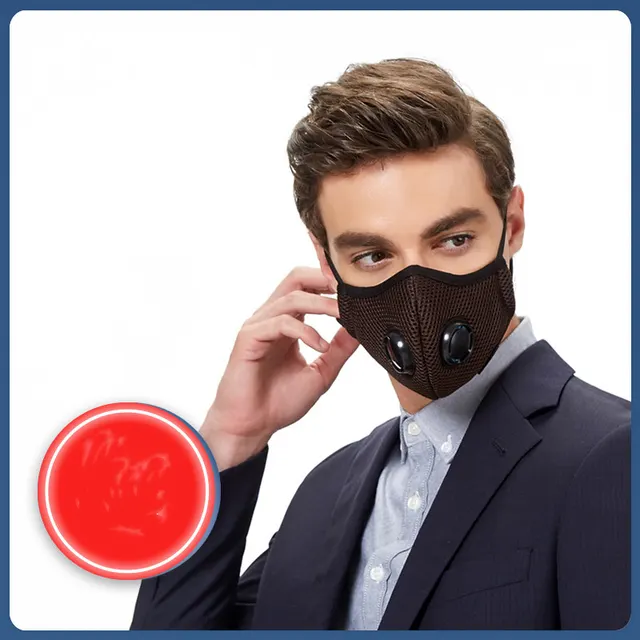 Double Breathing Valve Mask Washable And Replaceable Filter Chip 4Dark Coffee - Shop at LoveMi