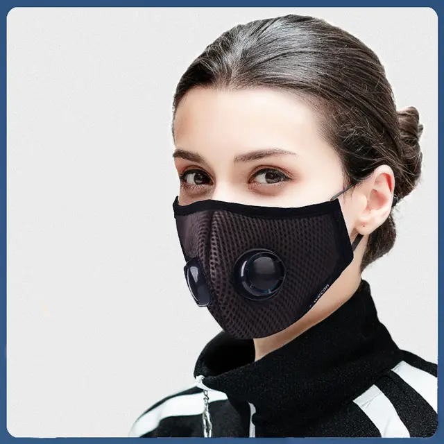 Double Breathing Valve Mask Washable And Replaceable Filter Chip 8Dark Coffee - Shop at LoveMi