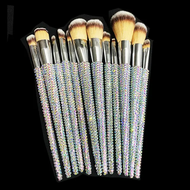 Diamond 12 Gems Makeup Beauty Tool Loose Powder Brush Repairing Concealer Brush Silver - Shop at LoveMi