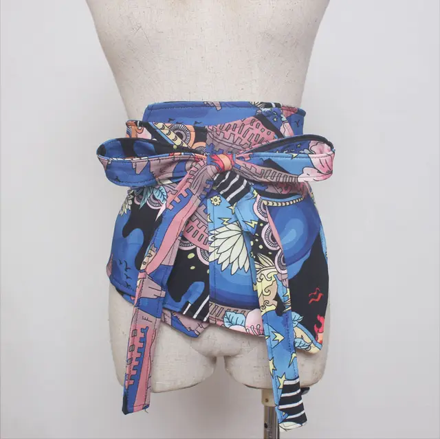Painted Abstract Suit Material For Ladies With A Wide Waist Girdle Blue - Shop at LoveMi