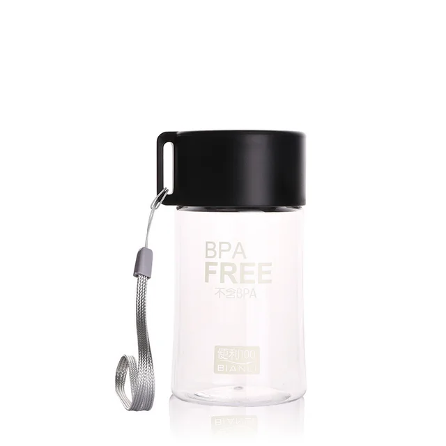 Mini Plastic Cup Water Cup Cute Portable Accompanying Cup With Rope Black - Shop at LoveMi