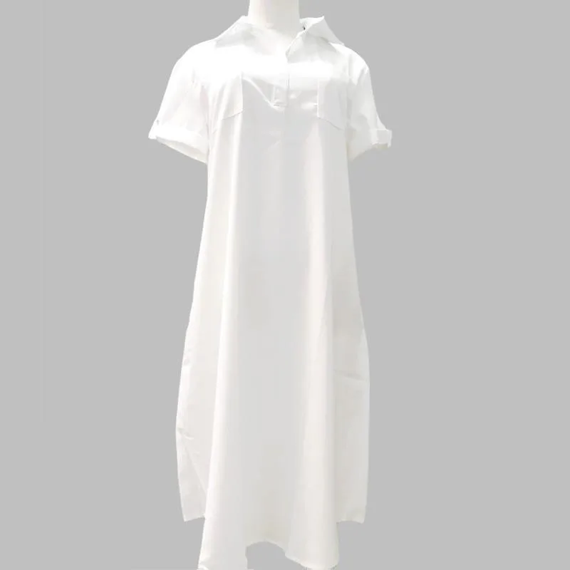 Elegant And Comfortable Linen Silk Dress - White