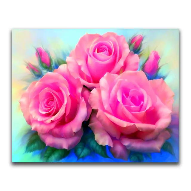 Diamond Embroidery Color Flowers Rhinestone Handmade Home Decoration Painting Round Diamond20X25Cm - Shop at LoveMi