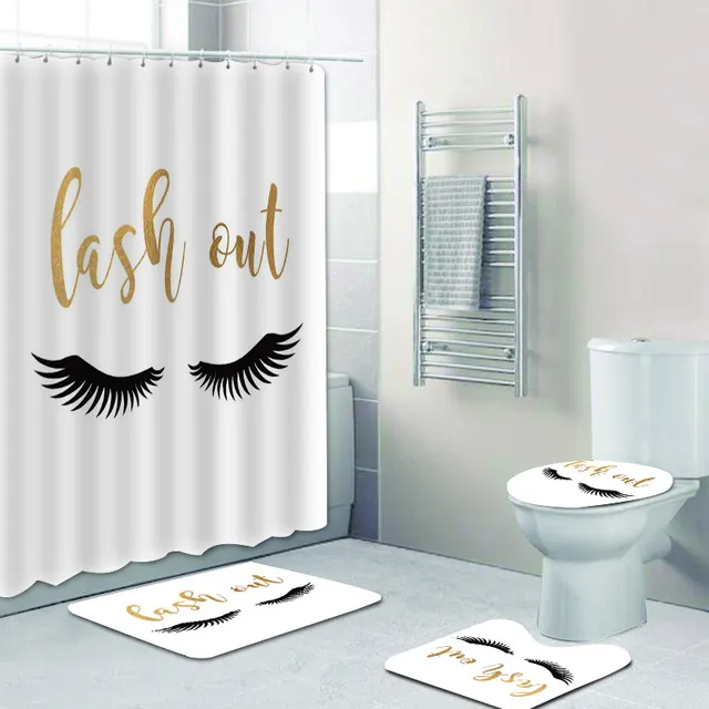 Colorful Eyelashes Shower Curtain Digital Printing Set White - Shop at LoveMi