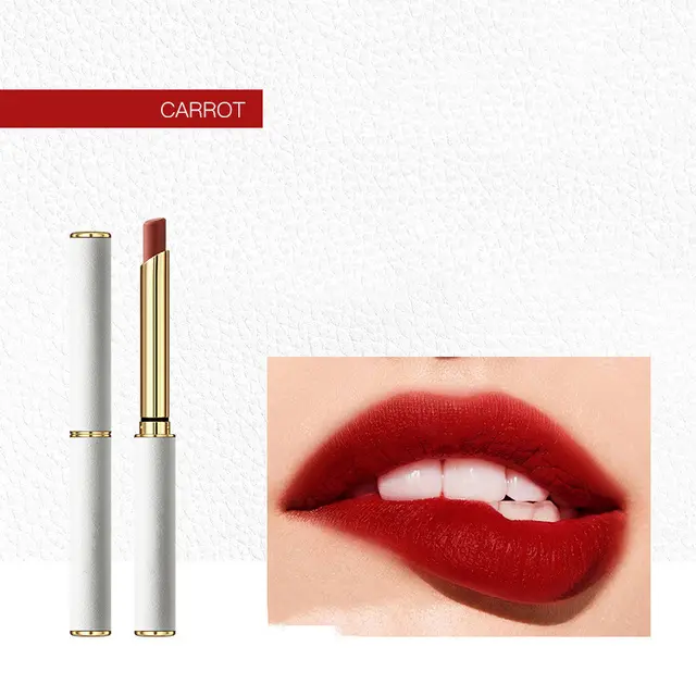 Lambskin Small Thin Heel Round Tube Lipstick Matte Velvet Not Easy 01Carrot - Shop at LoveMi