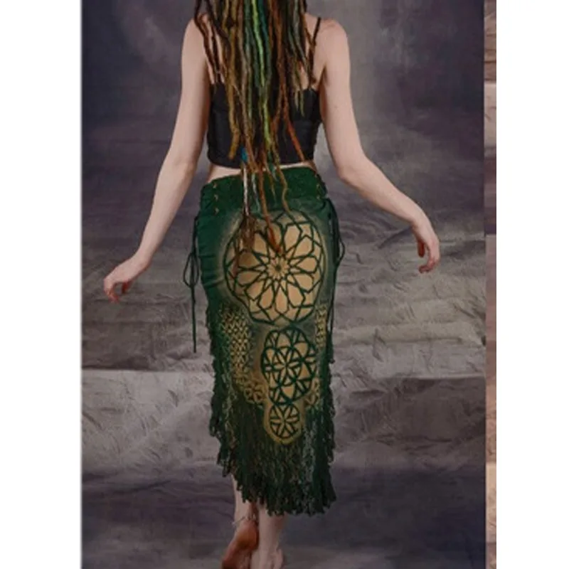 Digitally Printed Lace Stitching Irregular Skirt 5Style S - Shop at LoveMi