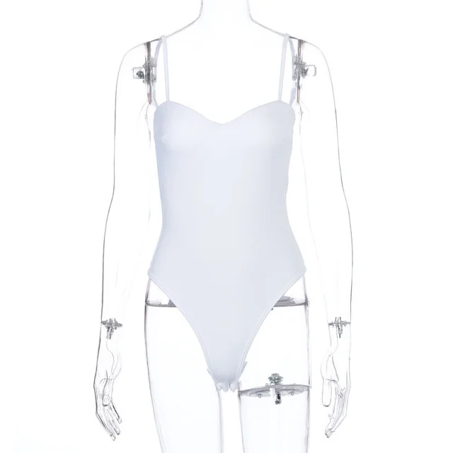 Bodysuit Women's Sexy Halter Solid Color White - Shop at LoveMi