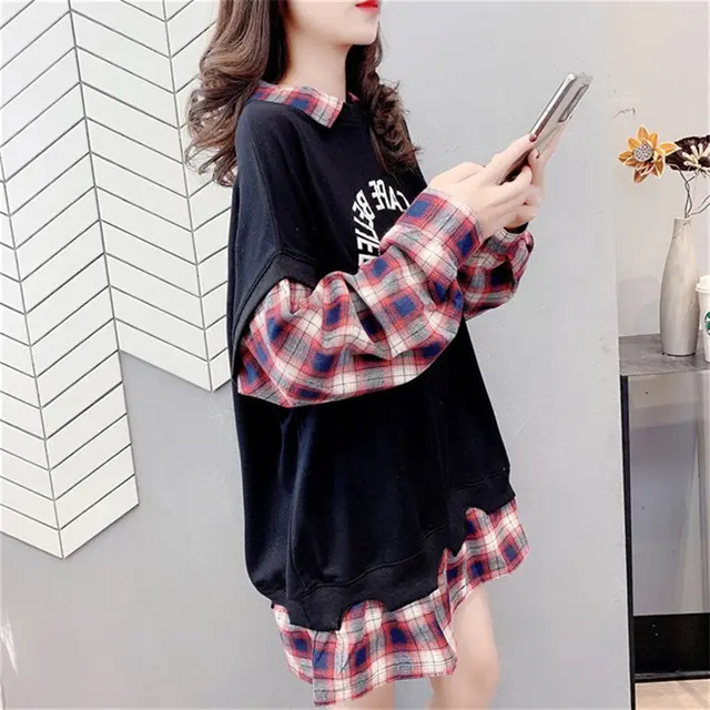 Tide Brand Thin Fake Two piece Sweater Women Spring And Autumn New Black - Shop at LoveMi