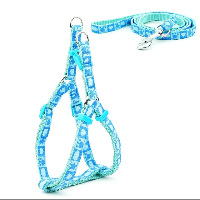 Pet Dog Bone Printing Harness And Leash Set Summer Blue - Shop at LoveMi