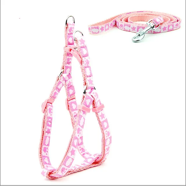 Pet Dog Bone Printing Harness And Leash Set Summer Pink - Shop at LoveMi
