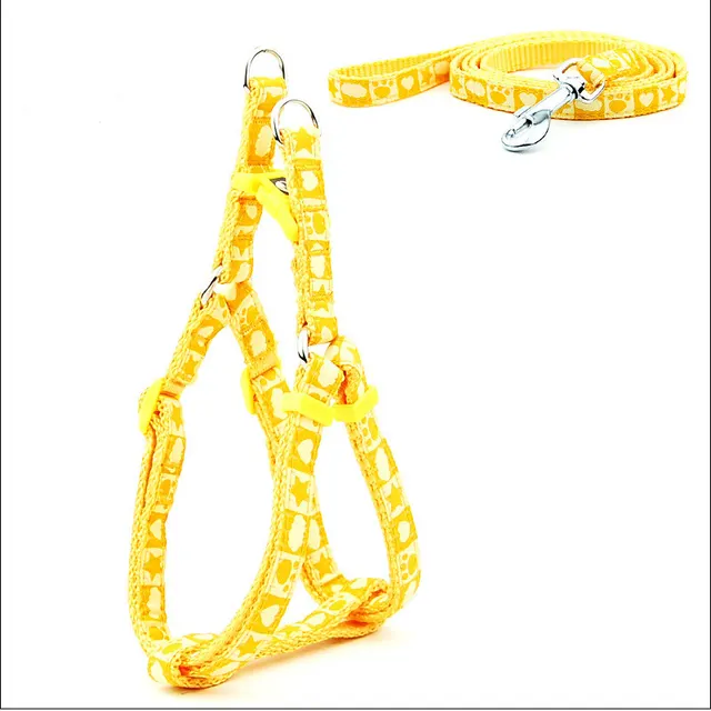 Pet Dog Bone Printing Harness And Leash Set Summer Yellow - Shop at LoveMi