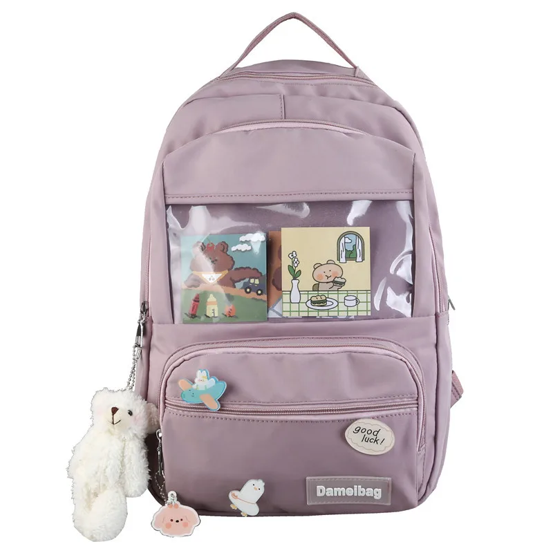 Large Capacity Junior High School Student Multi pocket Backpack Purple - Shop at LoveMi