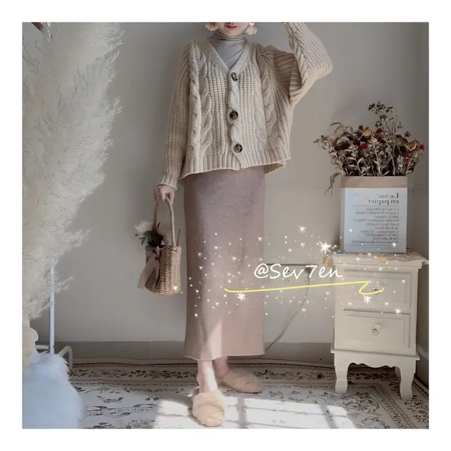 Gentle Wind High Waist Knitted Skirt Women Card Color - Shop at LoveMi
