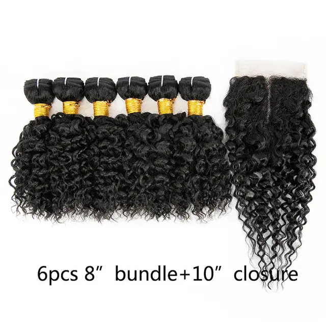 Wig Human Hair Mixed 7 piece Small Curly Curtain Hair Block Set 8Inch10Inch - Shop at LoveMi