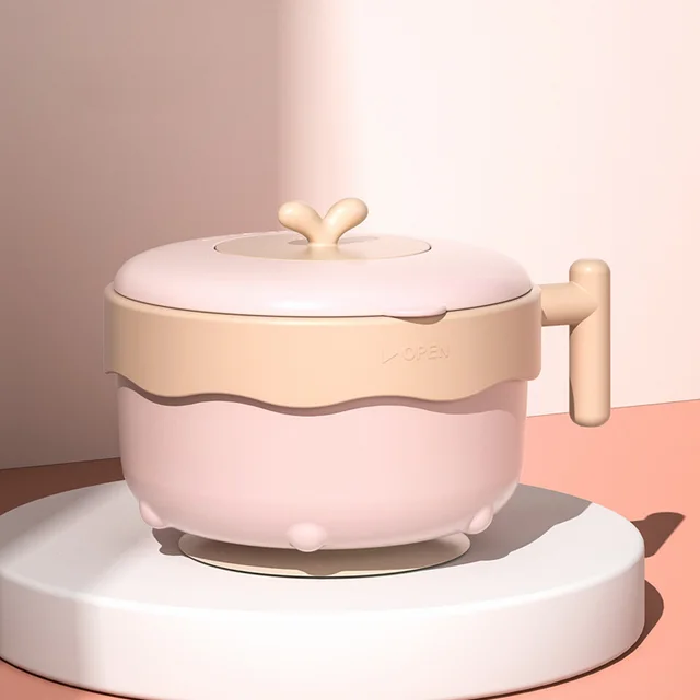 Baby Water Injection Insulation Bowl Anti fall And Anti scalding Baby Stainless Steel Suction Cup Bowl Pink - Shop at LoveMi