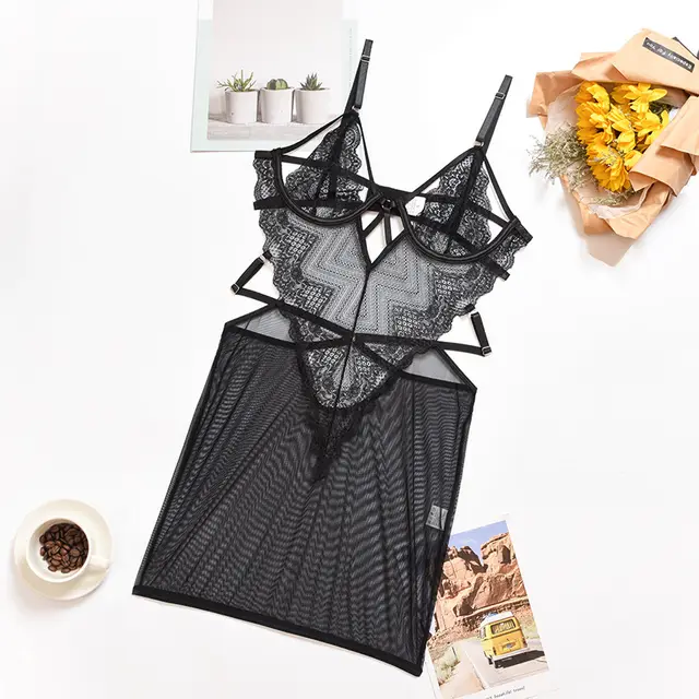 Ladies Lace Mesh See through Hollow Stitching Black - Shop at LoveMi