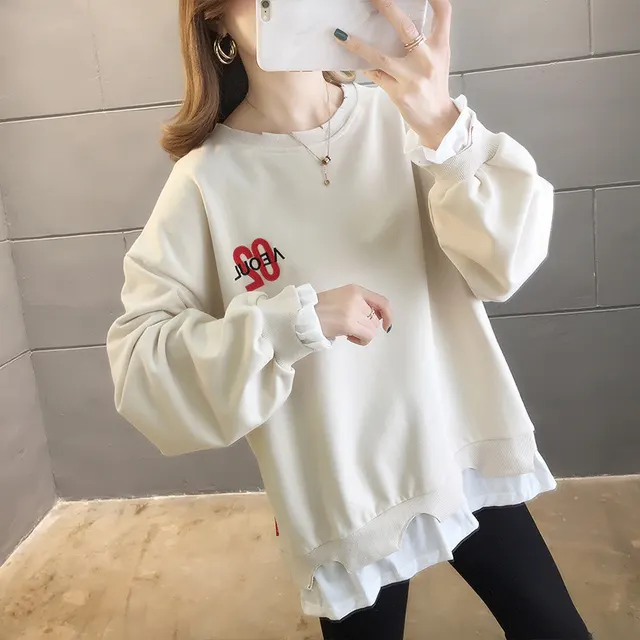 Fake Two piece Sweater Women Korean Style Loose Thin Section White - Shop at LoveMi
