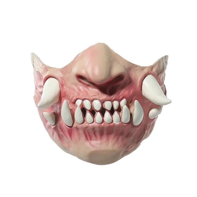Latex Half Face Horror Tooth Mask Headgear Pink - Shop at LoveMi
