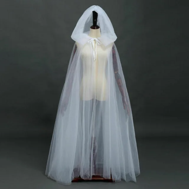 Witch Net Yarn Long Cloak Prom Party Dress White - Shop at LoveMi