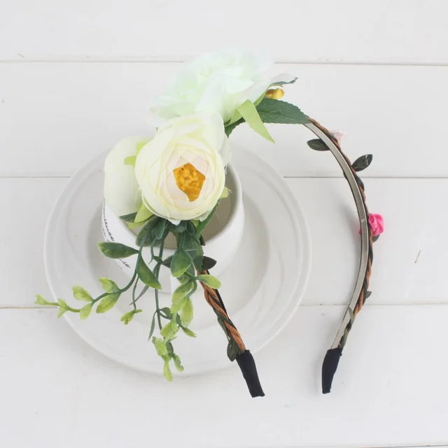 Creative Simulation Flower Bridal Headband Beige - Shop at LoveMi