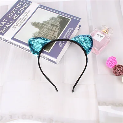 Fashion Hair Accessories Sequined Cat Ear Headband Children's Hair Accessories Blue - Shop at LoveMi