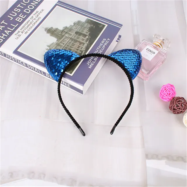 Fashion Hair Accessories Sequined Cat Ear Headband Children's Hair Accessories Royal Blue - Shop at LoveMi