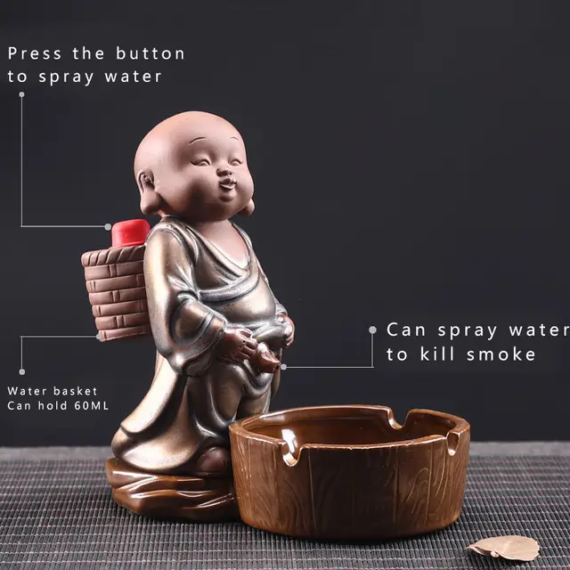 Ceramic Ashtray Can Spray Water Smoke Extinguisher Bronze - Shop at LoveMi