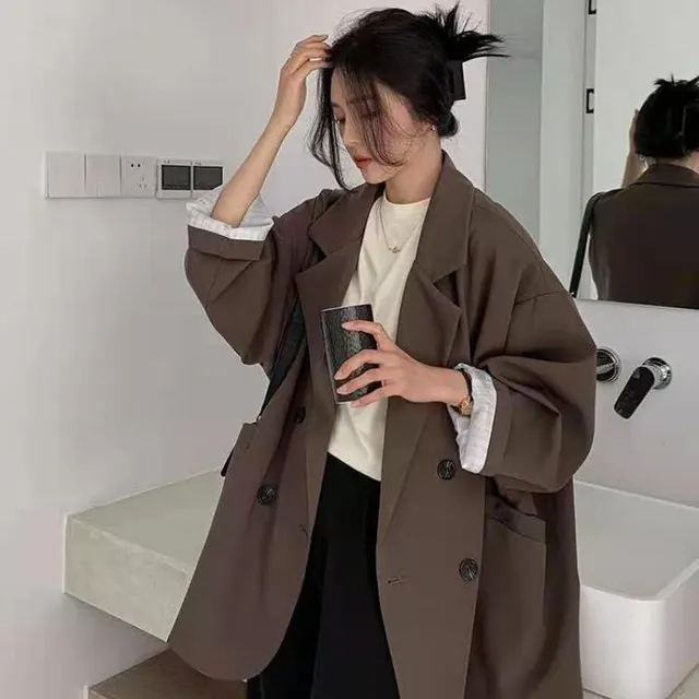 Loose Temperament College Style Suit Jacket Khaki - Shop at LoveMi