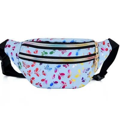 Multifunctional Lady Mobile Phone Fashion Double Zipper Waist Bag Blue - Shop at LoveMi