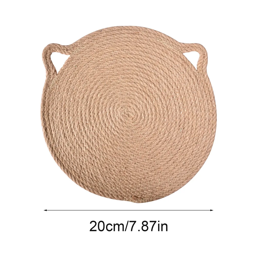 Rattan Coaster Meal Insulation Jute Woven Washable Linen Bowl European Style Western Plate - Imported Jute Cat Ears
