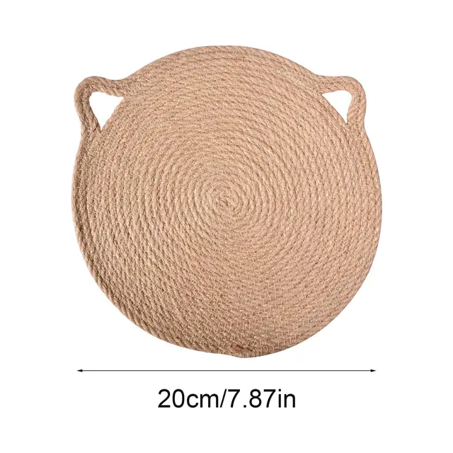 Rattan Coaster Meal Insulation Jute Woven Washable Linen Bowl European Style Western Plate Imported Jute Cat Ears - Shop at LoveMi