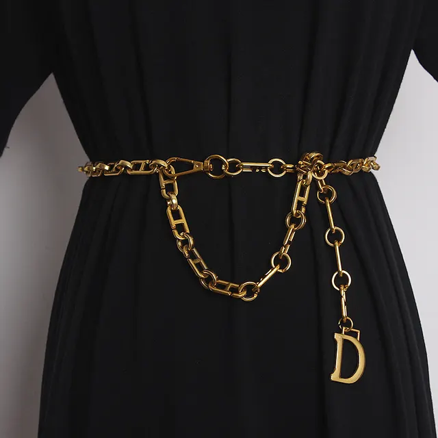 Decorative Dress With Waist And Shirt Suit Metal Belt Gold - Shop at LoveMi