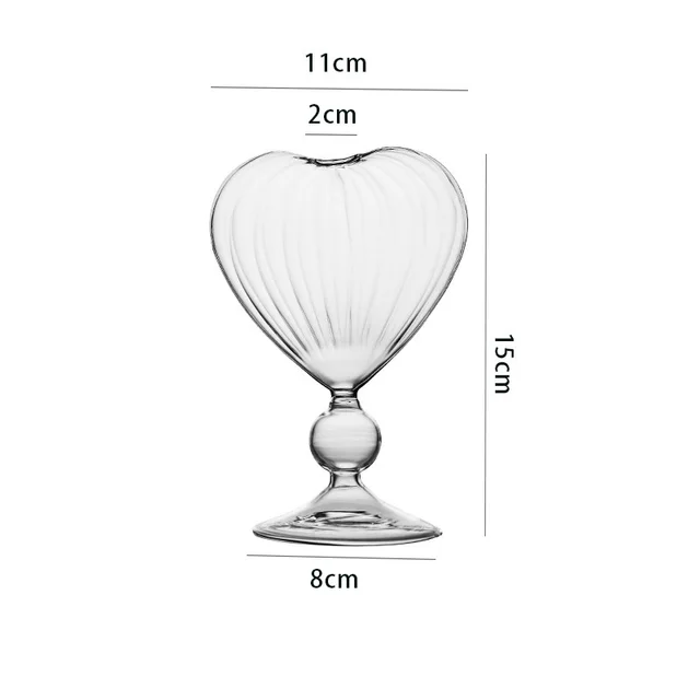 Love Cocktail Glass Heart Shaped Cup Creative Japanese Glass Wine Goblet Stripe - Shop at LoveMi