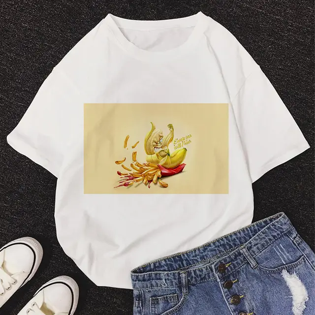 Sunflower Dolce Banana Print Short Sleeve Ladies T Shirt 3 Style - Shop at LoveMi