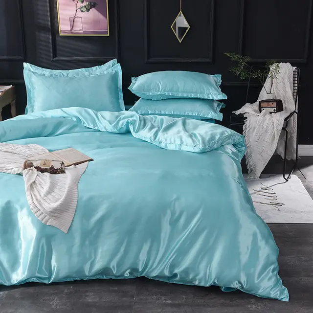 Summer Ice Silky And Cool Net Celebrity Bed Linen Three piece Bedding Set Blue - Shop at LoveMi