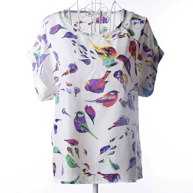 Women's Casual Short sleeved Loose Chiffon Summer T shirt Blouse Blouse 4 Style - Shop at LoveMi