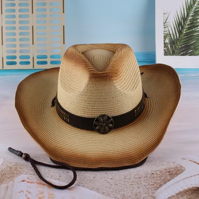 Western Cowboy Hat New Style Curled Jazz Top Hat Ladies Beige - Shop at LoveMi