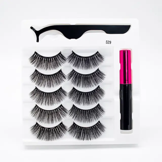 Five Pairs Of Thick Magnetic False Eyelashes Set Color14 - Shop at LoveMi