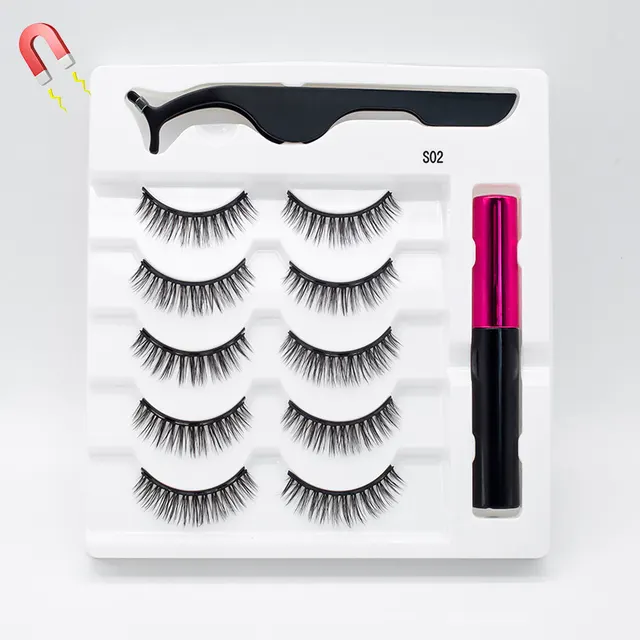Five Pairs Of Thick Magnetic False Eyelashes Set Color27 - Shop at LoveMi