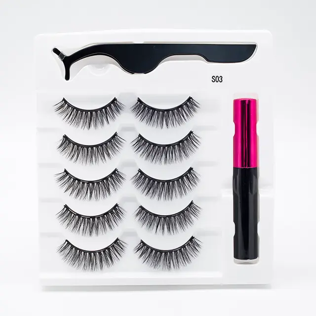 Five Pairs Of Thick Magnetic False Eyelashes Set Color37 - Shop at LoveMi