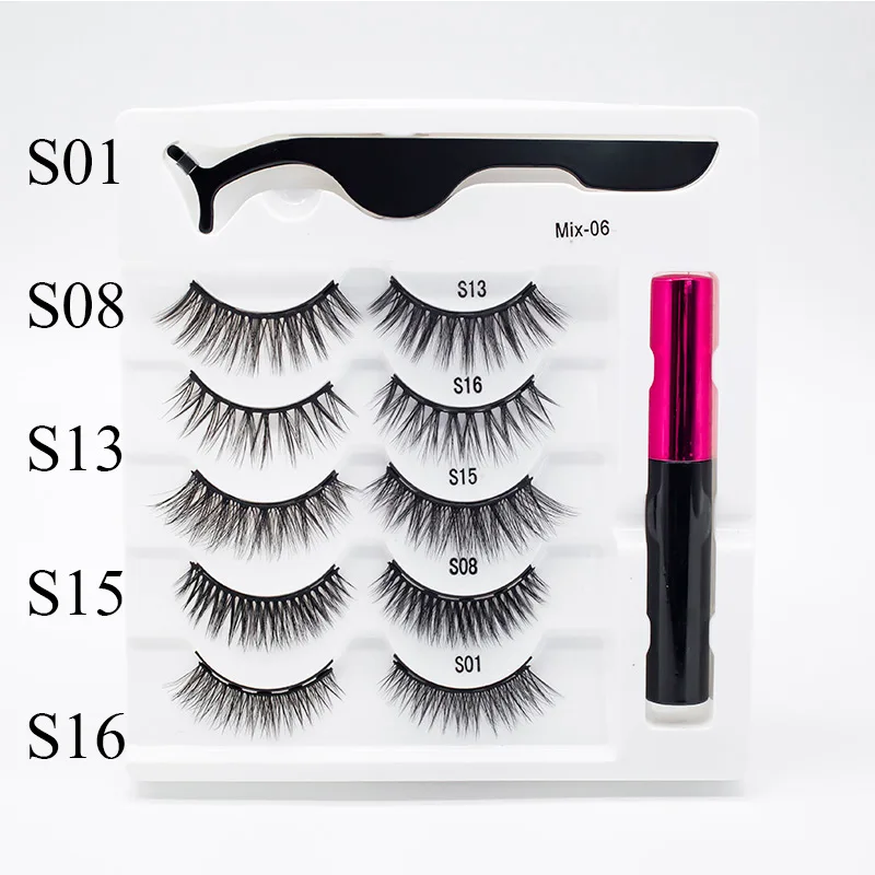 Five Pairs Of Thick Magnetic False Eyelashes Set - Color9