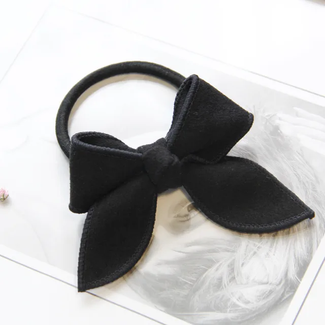Pure Color Fabric Butterfly Head Rope Suede Bow Hair Rope Black - Shop at LoveMi