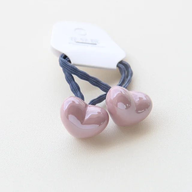 Cartoon Children's Hair Accessories With Solid Color Beads Baby Rubber Band Love Korean Powder - Shop at LoveMi