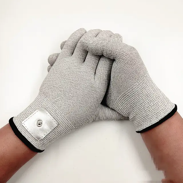 Silver Fiber Luokou Plus Fixed Leather Physiotherapy Conductive Leather Electrode Gloves Grey - Shop at LoveMi