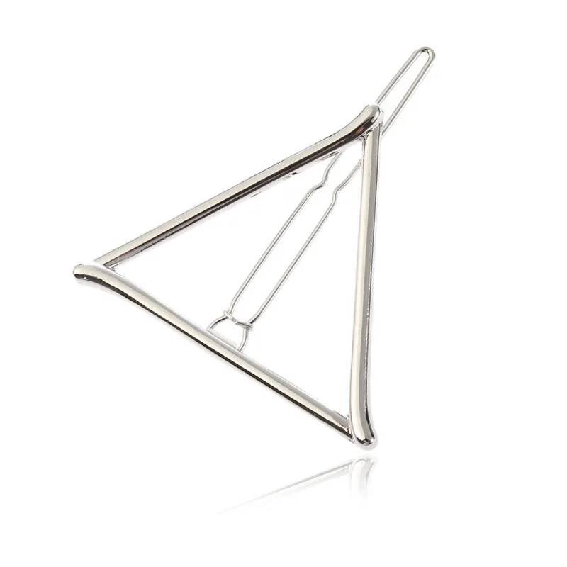 Geometric Triangle Metal Hair Clip Moon Bangs Clip - Triangle Silver