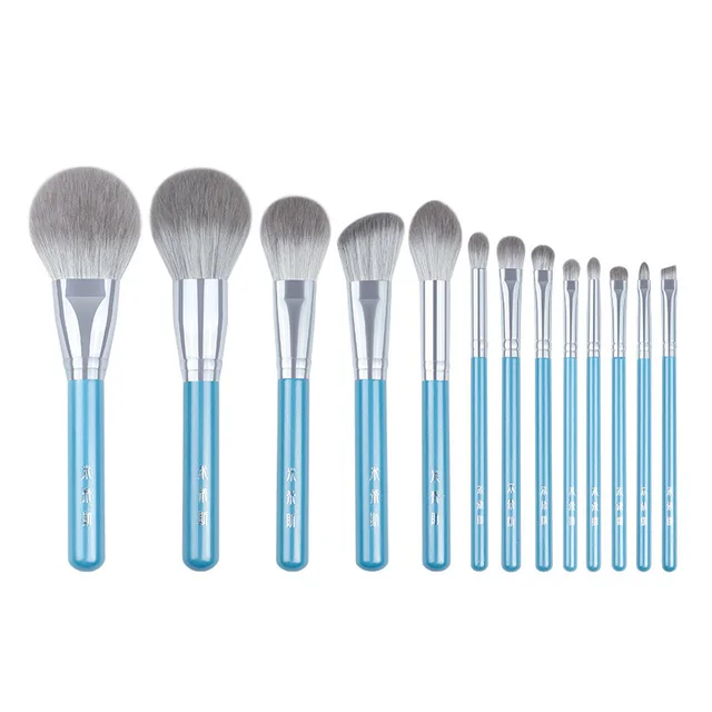Simple Wooden Handle Makeup Brush Blue - Shop at LoveMi