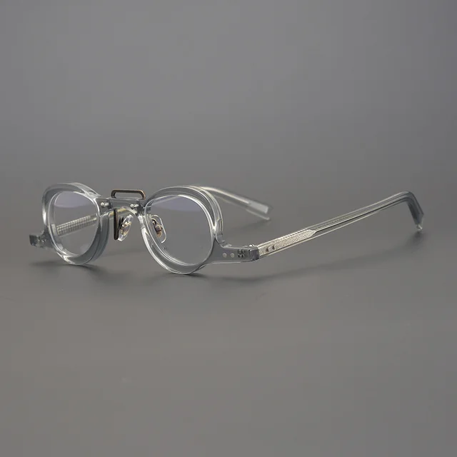 Japanese Small Round Frame Plate Handmade Myopia Glasses Frame Grey - Shop at LoveMi