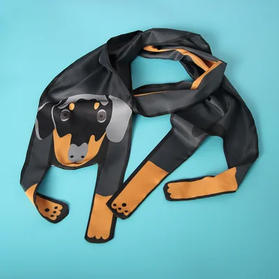 Small Scarf With Hair Band, Wild Decoration Long Small Silk Scarf Tied With Bag, Handle Scarf Big Hunting Dog - Shop at LoveMi