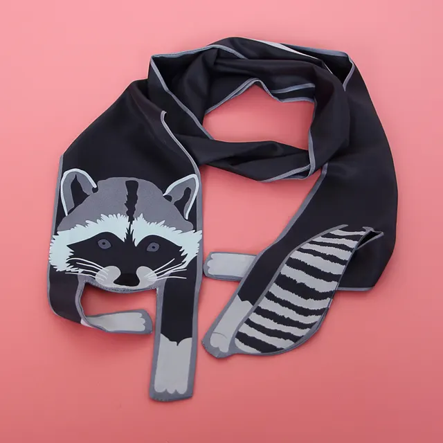 Small Scarf With Hair Band, Wild Decoration Long Small Silk Scarf Tied With Bag, Handle Scarf Little Raccoon - Shop at LoveMi
