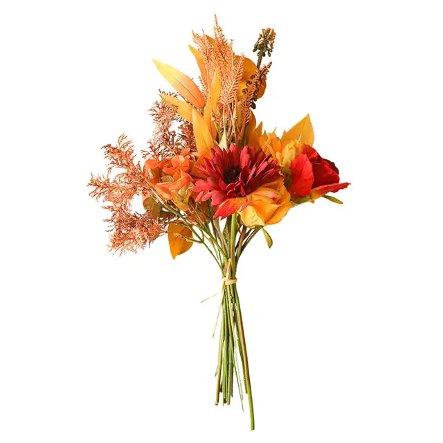 Autumn Color Bouquets Of Green Plants Artificial Flowers Orange - Shop at LoveMi